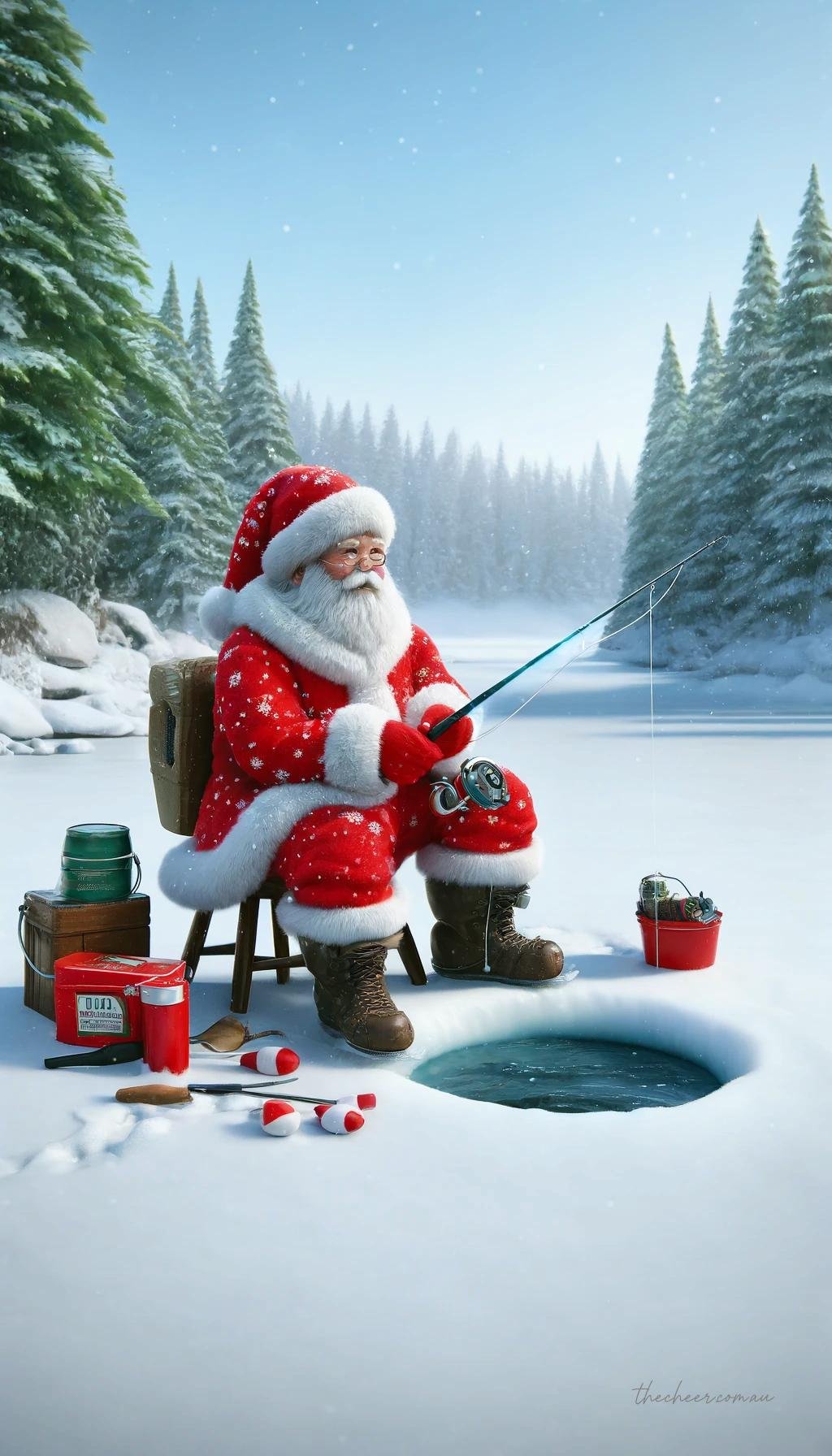 Fisherman's Merry Christmas #3 Greeting E-Card